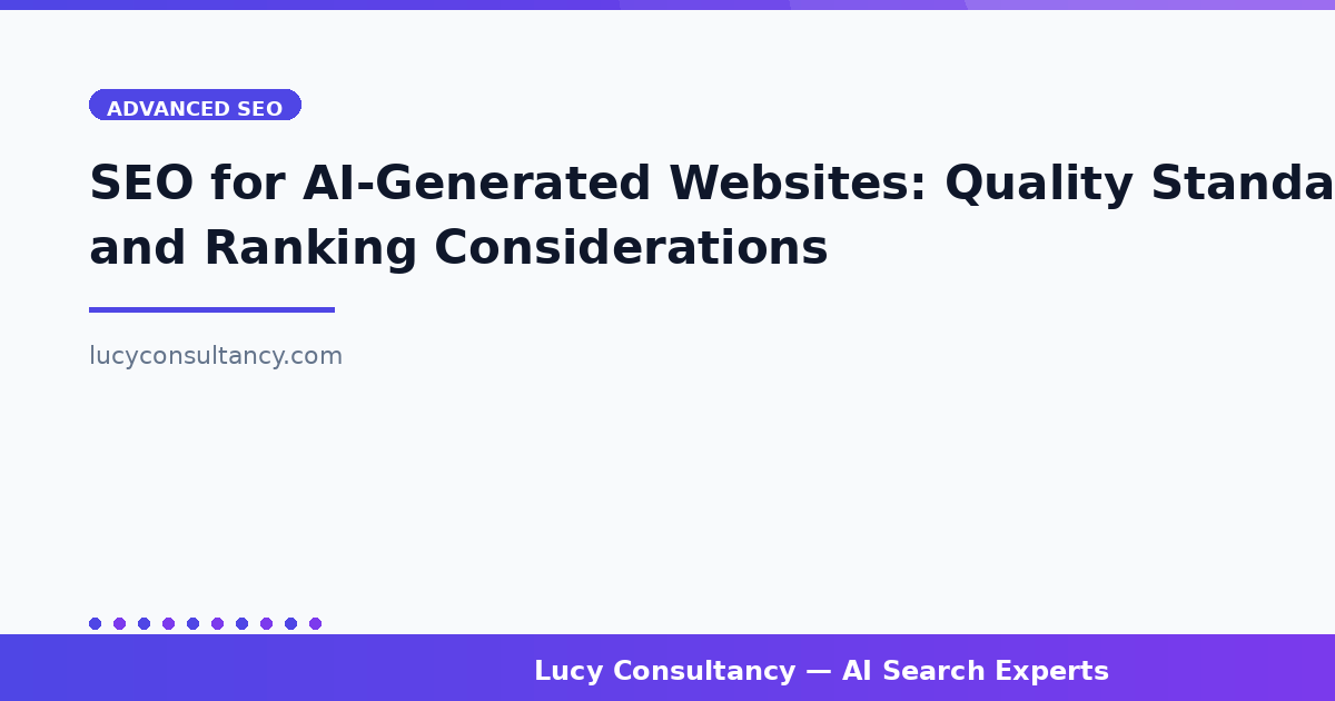 SEO for AI-Generated Websites: Quality Standards and Ranking Considerations